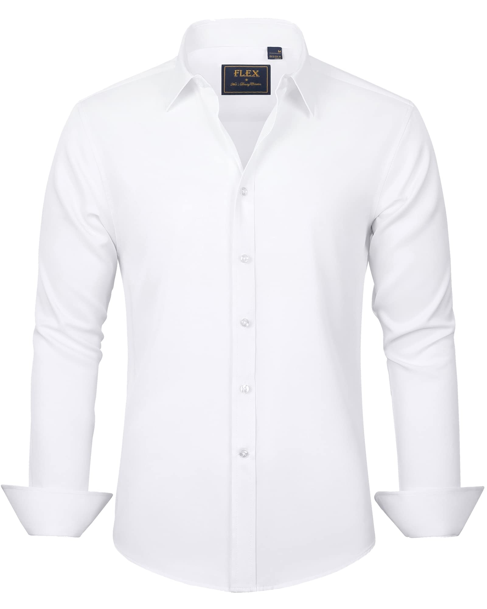 J.VER Men's Dress Shirts Solid Long Sleeve Stretch Wrinkle-Free Formal Shirt Business Casual Button Down Shirts