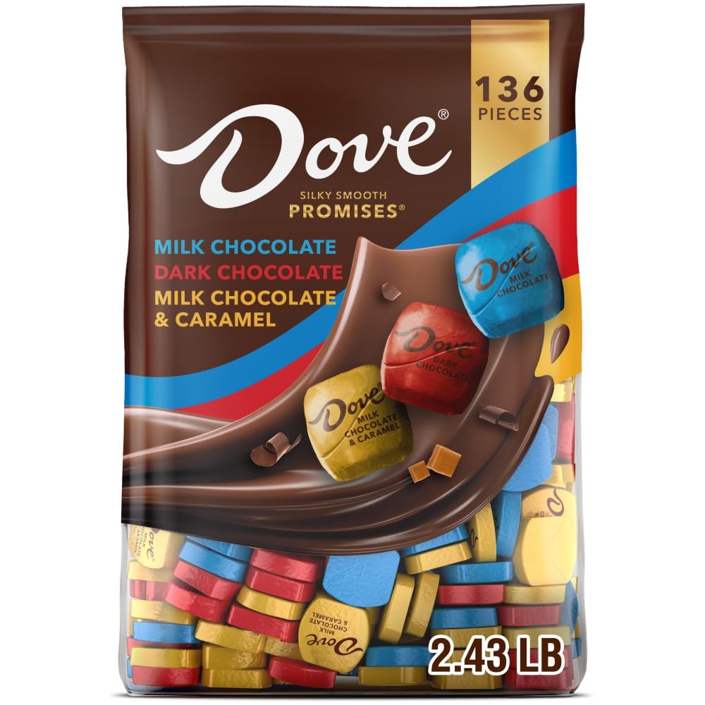DOVE PROMISES Milk Chocolate, Dark Chocolate & Caramel Chocolate Mothers Day Candy Variety Bag, 38.9oz