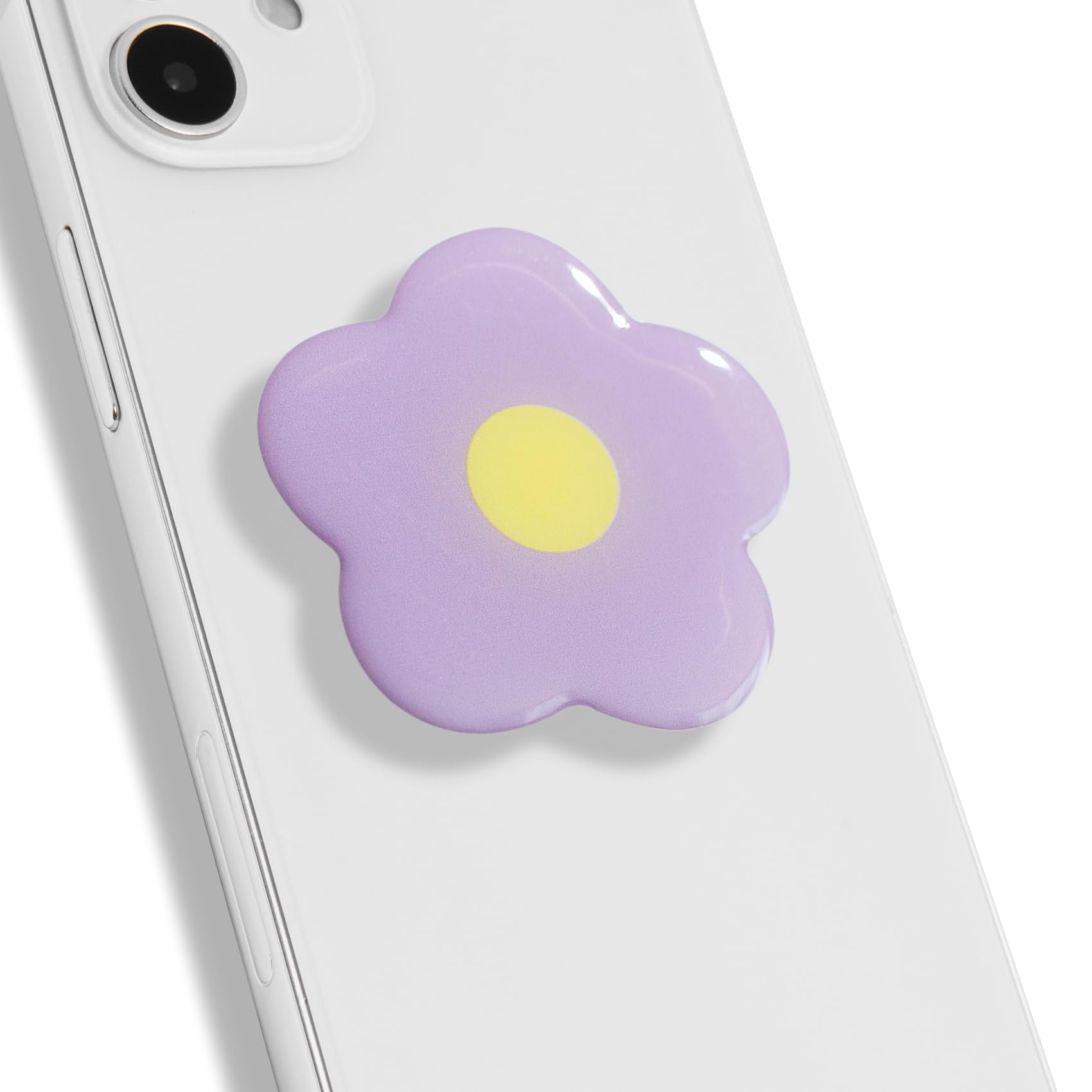 OnTheGrip Cute Solid Color Daisy Flower Design Collapsible Mobile Phone Grip Stand Holder for Smartphone Tablet Cell Phone Accessory (Violet)