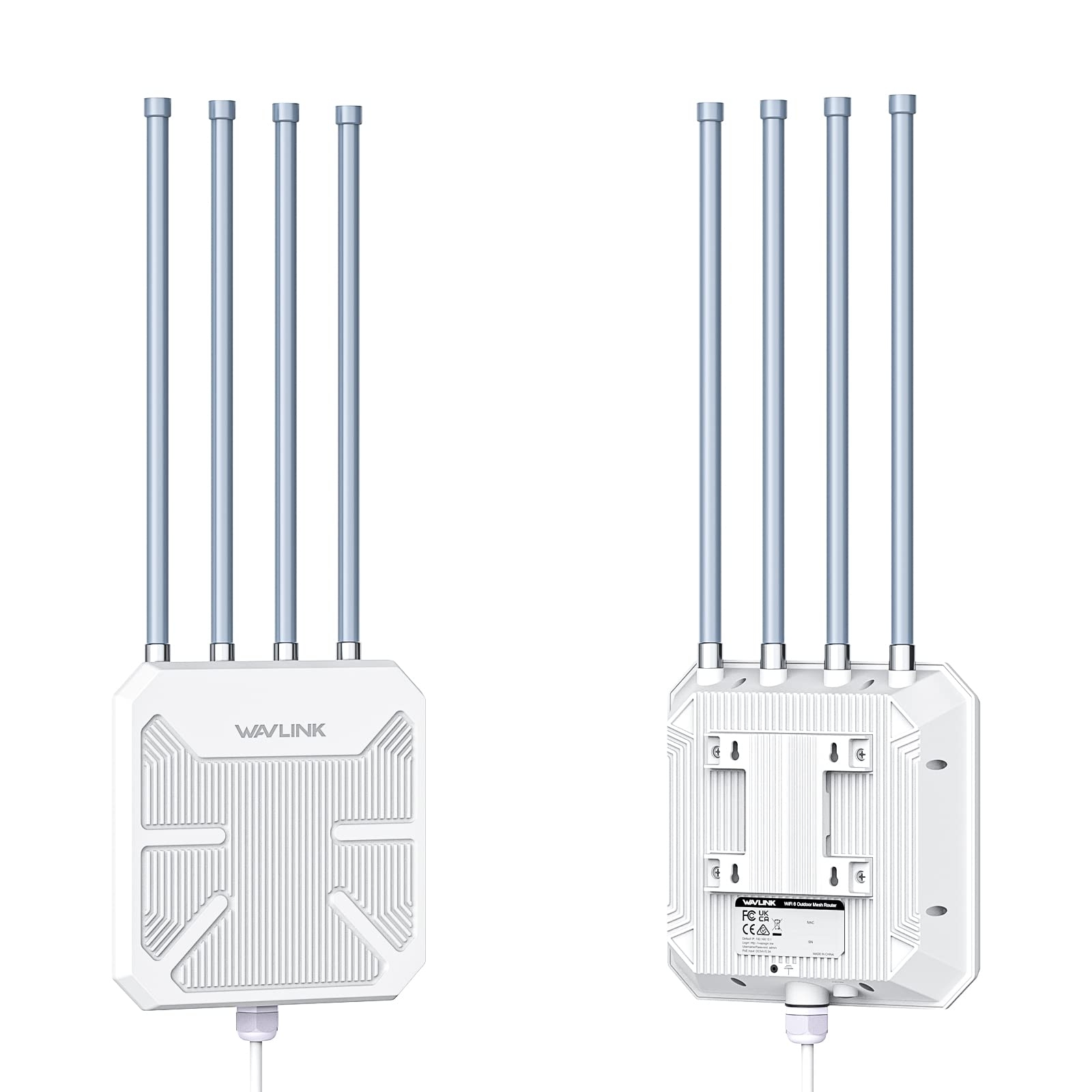 WAVLINK Outdoor WiFi 6 Wireless Access Point, AX1800 WiFi 6 Extender Long Range, Support Active PoE, 4x8dBi Antennas,Work with Starlink/Repeater/Router,IP67,Up to 128 Devices for Farm,Yard,RV,Campsite