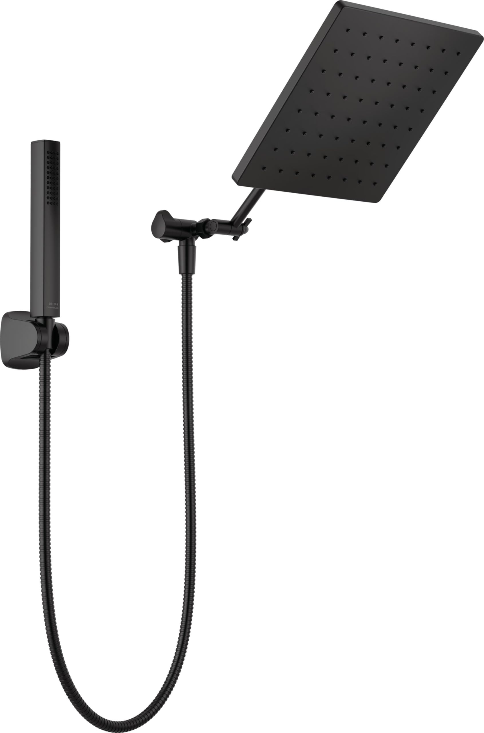 Delta 75527 Universal Showering 1.75 GPM Single Function Modern Rain Shower Head and Hand Shower Combo with Adjustable Extension Arm and Touch-Clean Nozzles - Matte Black