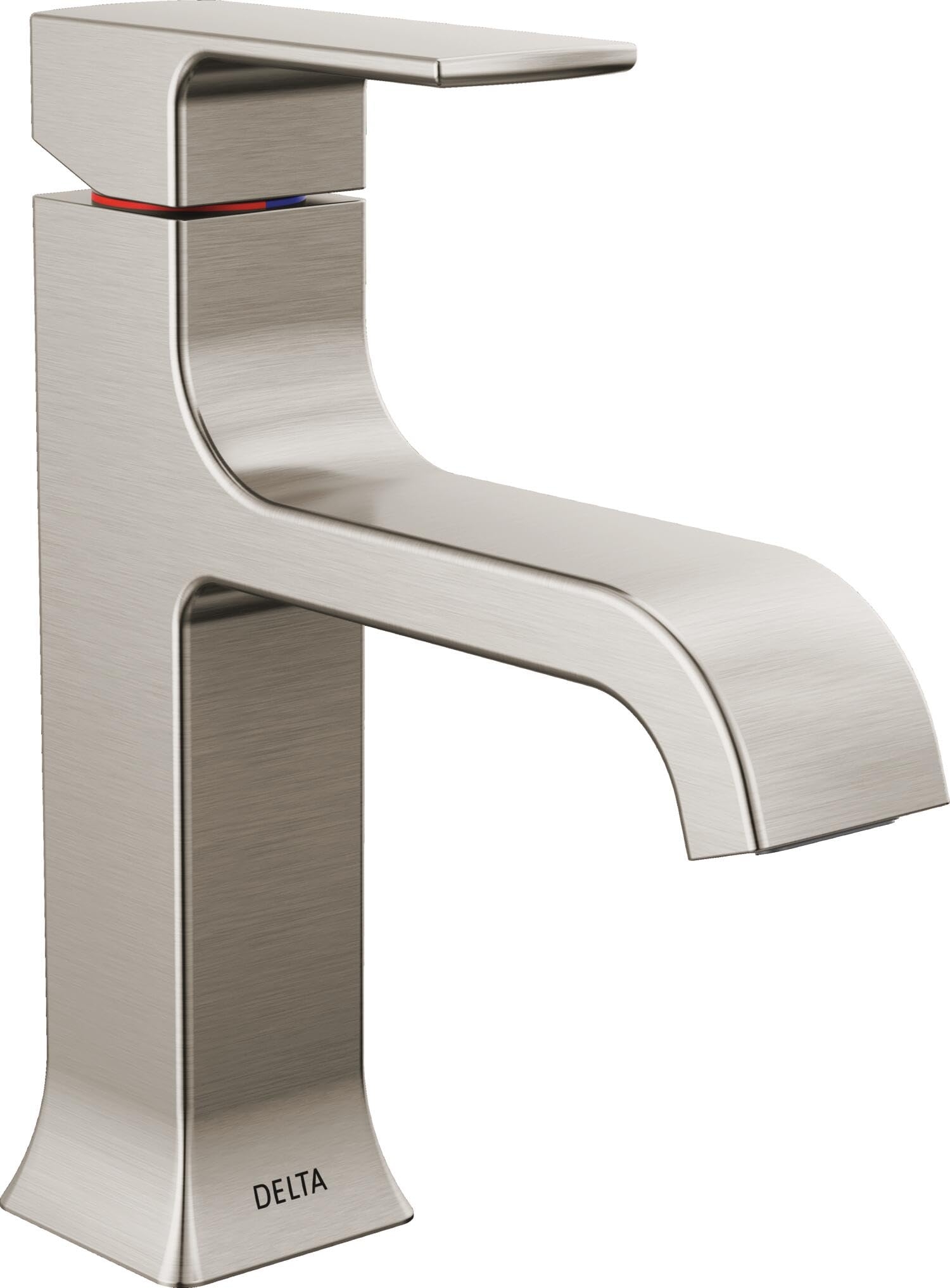 Delta Faucet Velum Curved Spout Single Hole Bathroom Faucet, Brushed Nickel Bathroom Sink Faucet, Single Handle Bathroom Faucet, Bath Faucet, Pop-Up Drain Assembly, Stainless 539-SSMPU-DST