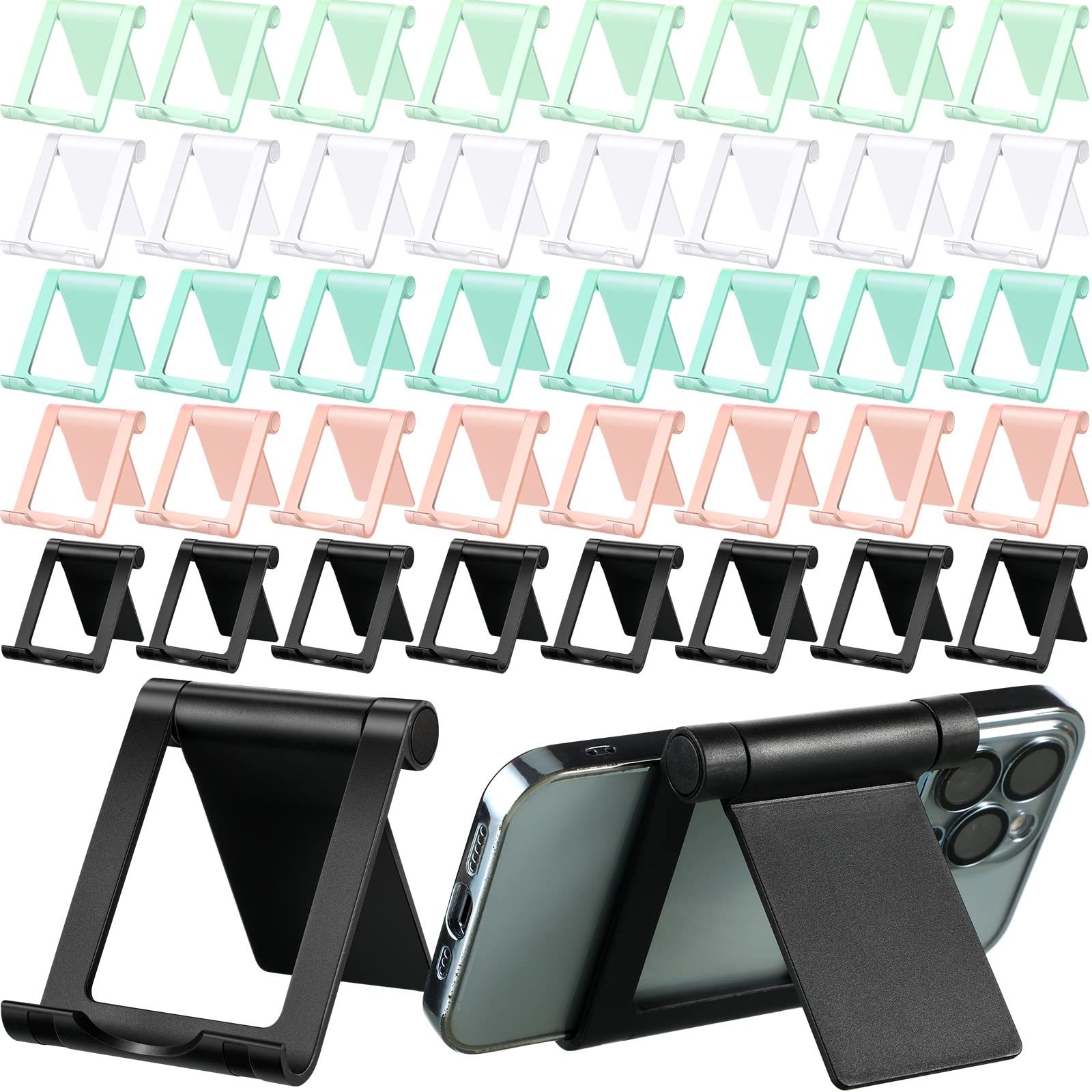 Fabbay 40 Pcs Foldable Cell Phone Stand Desk Multi Angle Tablet Stand Universal Cellphone Holder Portable Smartphone Dock Compatible with Most Mobile Phone and Tablet for Travel(Multicolor)