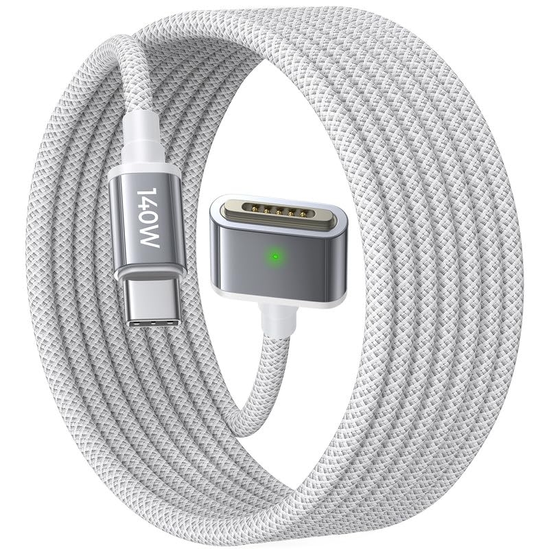 LISEN USB-C to Magnetic 3 Cable (6.6FT) for M4 MacBook Air Pro Charger, 140W Magnetic Safe 3 Cable for MacBook Air (15''/13'' M4 2025, M3 2024, M2 2023, M2 2022), Pro (16"/14" 2024/2023/2021)