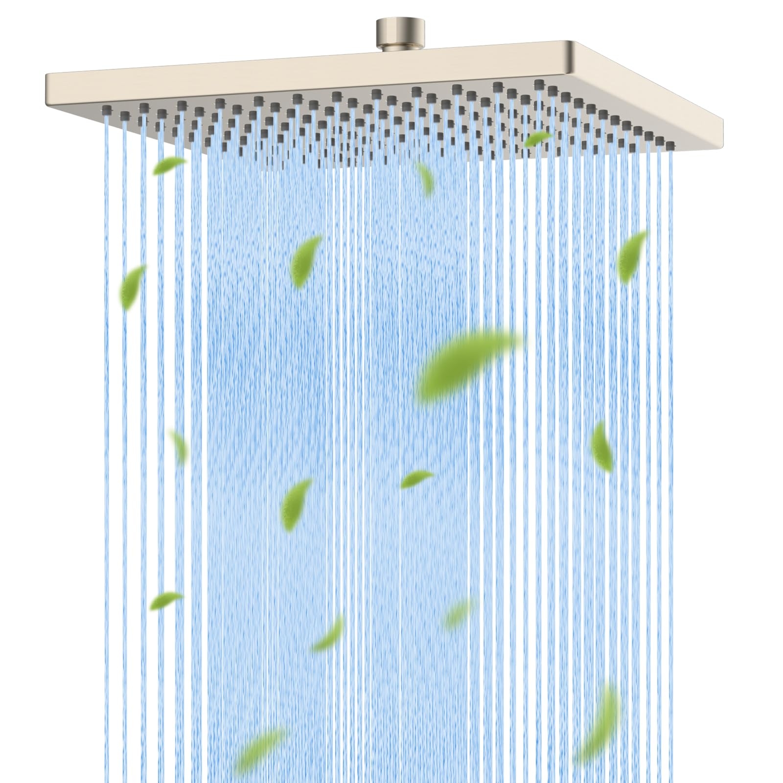 Hibbent Thickness Metal Rain Shower Head, 10'' High Pressure Rainfall Shower Head, Square Bathroom Waterfall Shower Heads, High Flow Fixed Showerheads with Adjustable Brass Ball Joint, Brushed Nickel