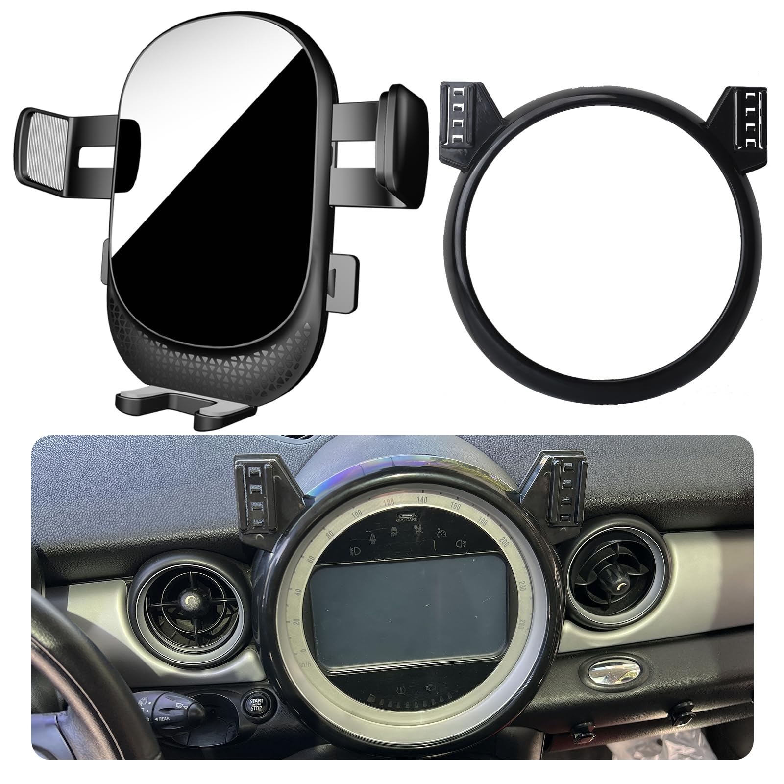 Car Phone Holder for BMW MINI Cooper Auto Accessories [Only for 2007-2013 MINI Cooper] [Auto Lock Hands Free Cell Phone Mount Car fits for iPhone & All Smartphones]