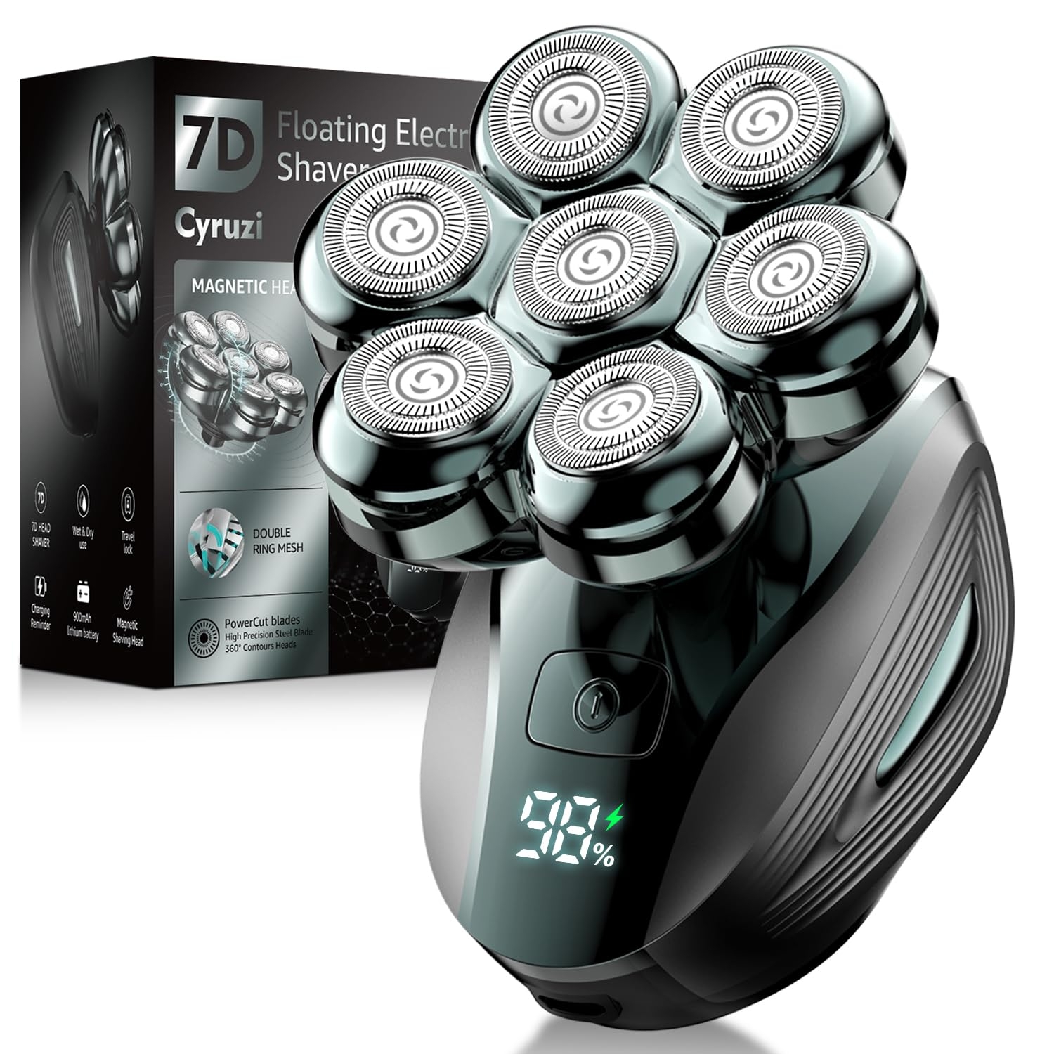 Head Shavers for Bald Men, Detachable Head Shaver, IPX7 Waterproof Wet Dry Bald Head Shavers, 7D LED Display Electric Rechargeable Head Shaving Kit with Type-C Charge