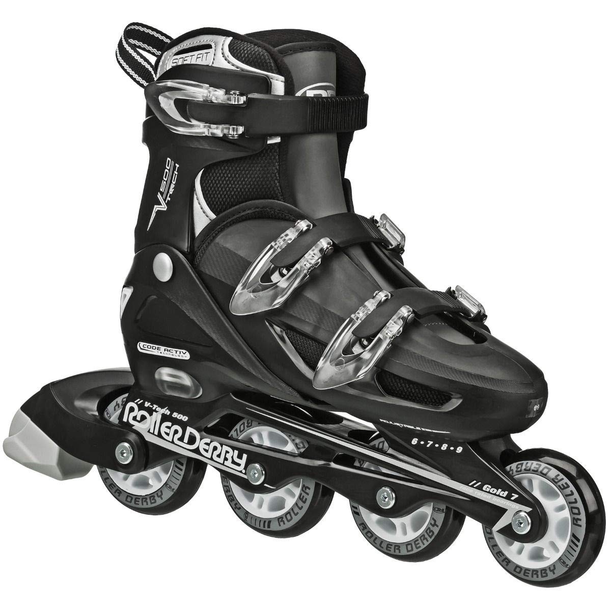 Roller Derby V-Tech 500 Adjustable Performance Inline Skates for Men, Women, Kids, Teens