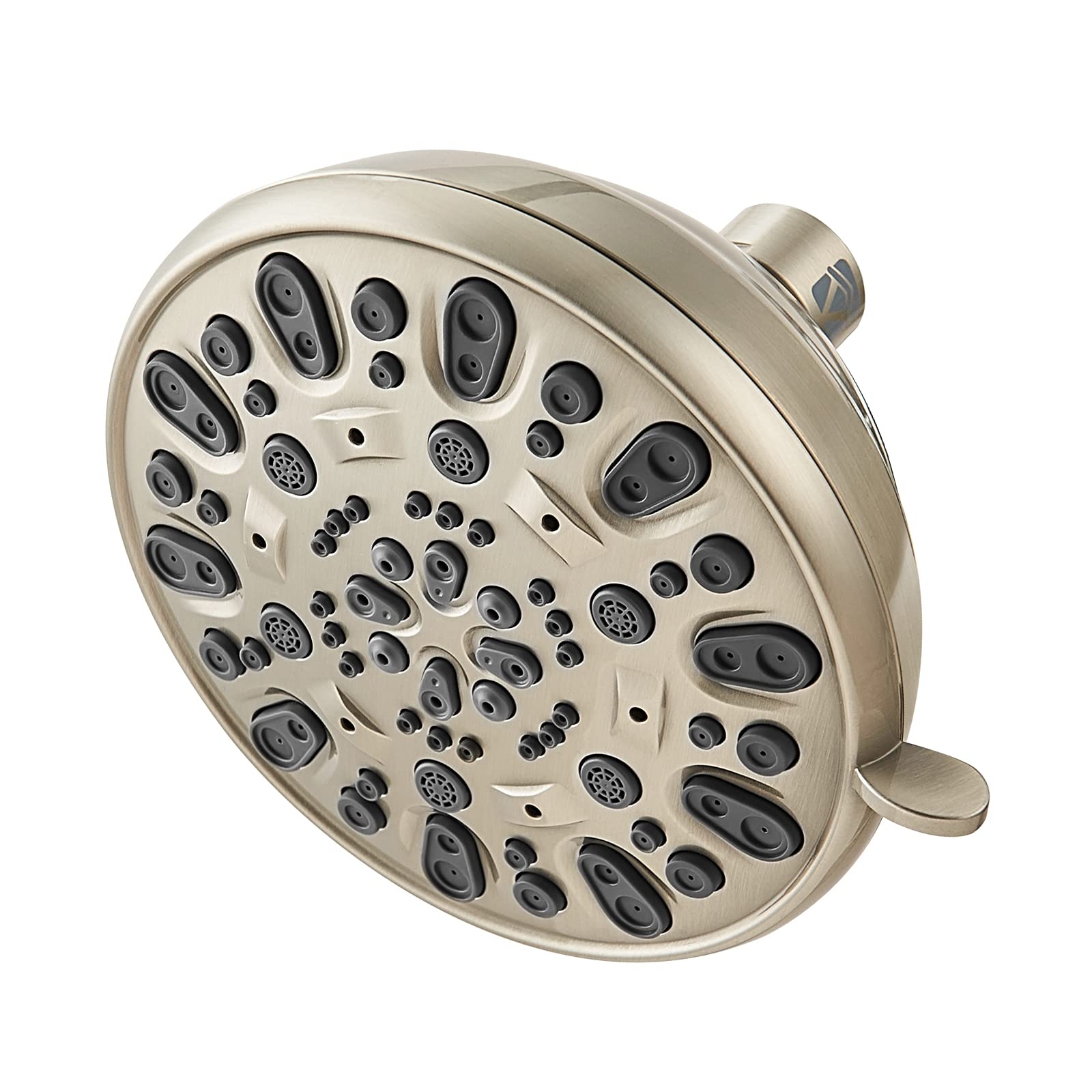 High Pressure Shower Head VMASSTONE 4.7" Rain Fixed Showerhead 7-Spray Setting with Adjustable Brass Swivel Ball Joint - Excellent Replacement for Your Bath Shower Head (FM-001 Brushed Nickel)