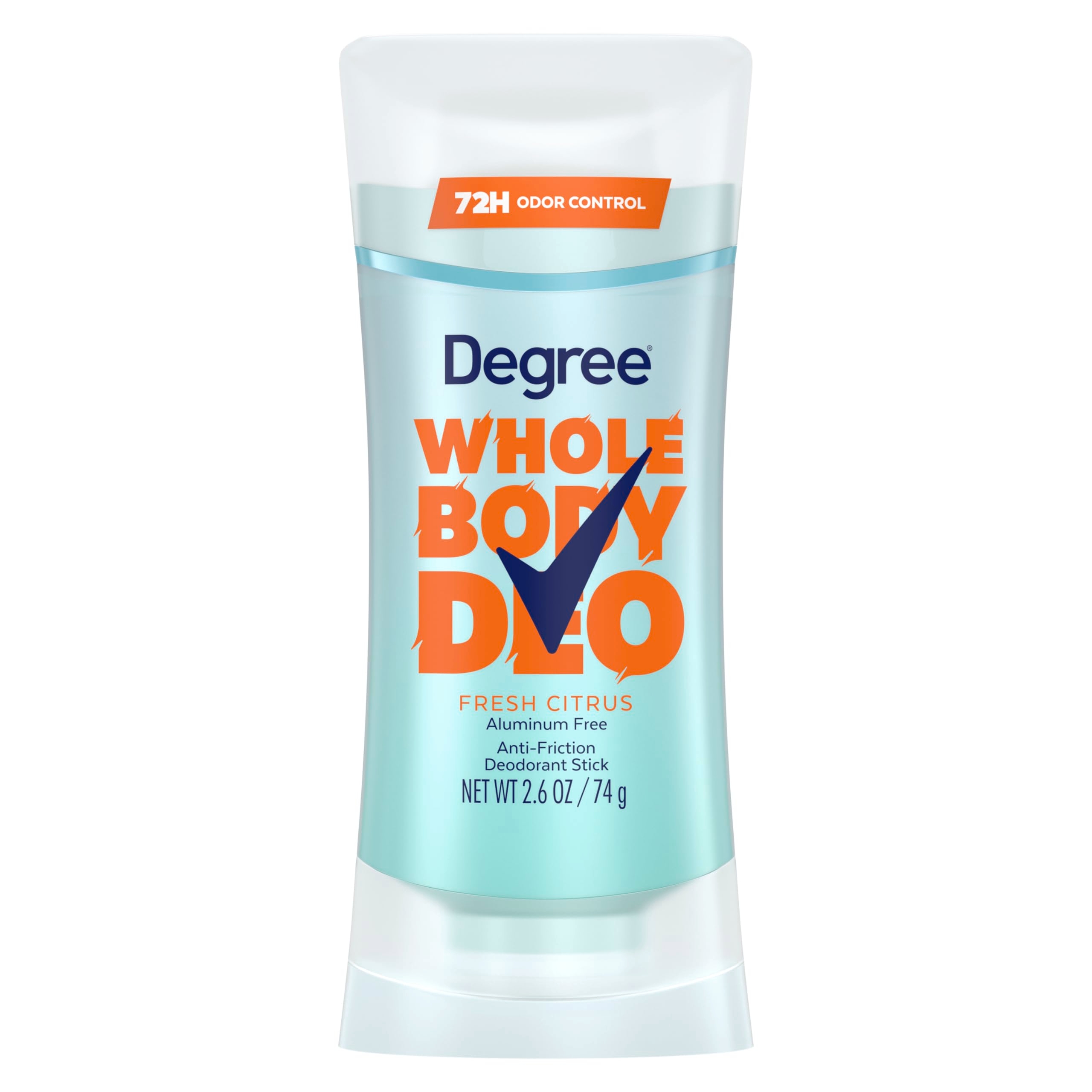Degree Women Whole Body Deodorant Stick, Fresh Citrus Scent, Glides on Clear + Absorbs Sweat, Aluminum Free 72H Odor Protection 2.6 oz