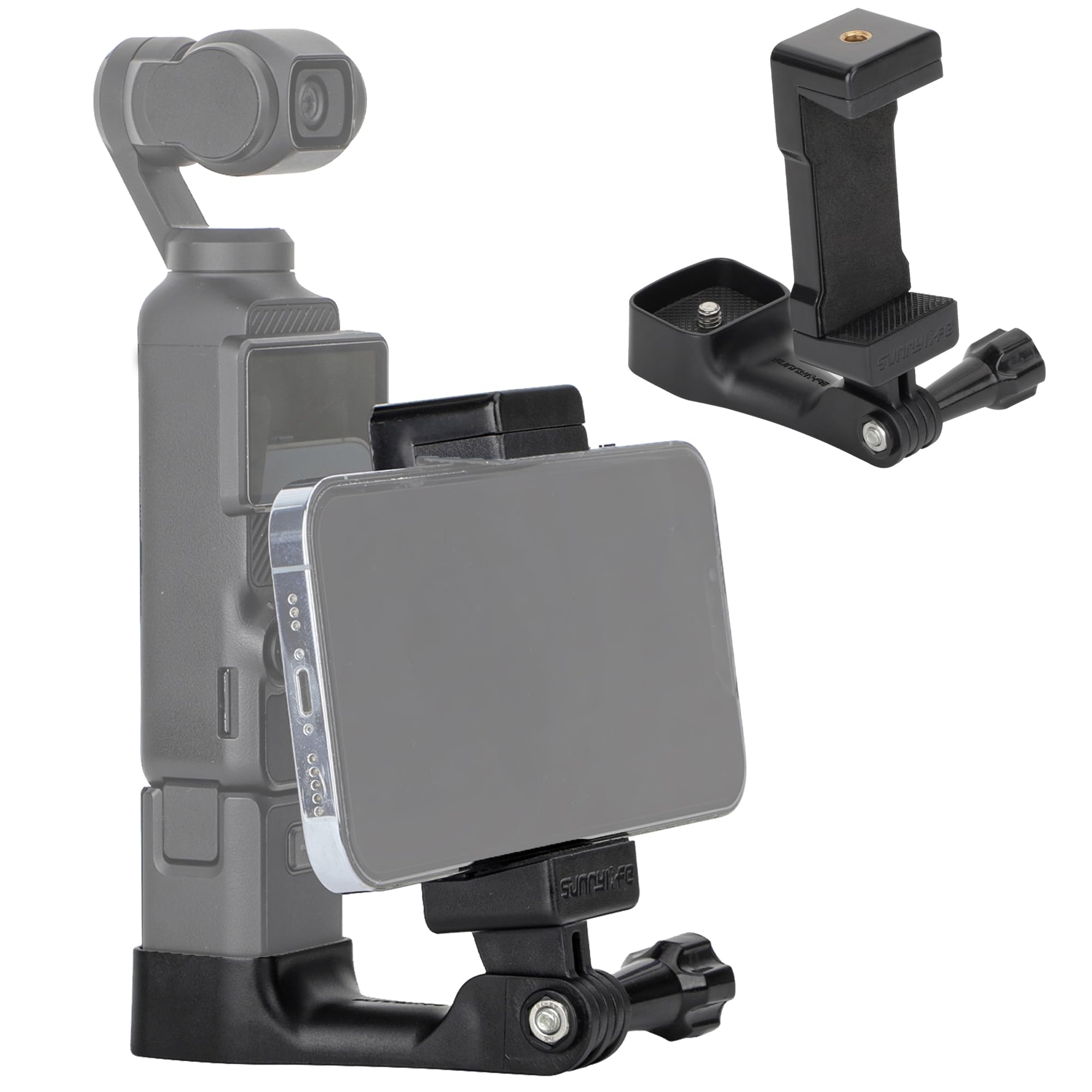 WOENJO DJI Pocket 3 Phone Holder Set Expansion Accessories with 1/4" Thread Hole Compatible with DJI Osmo Pocket 3 and Smartphone, Used with Tripod and Extension Rod