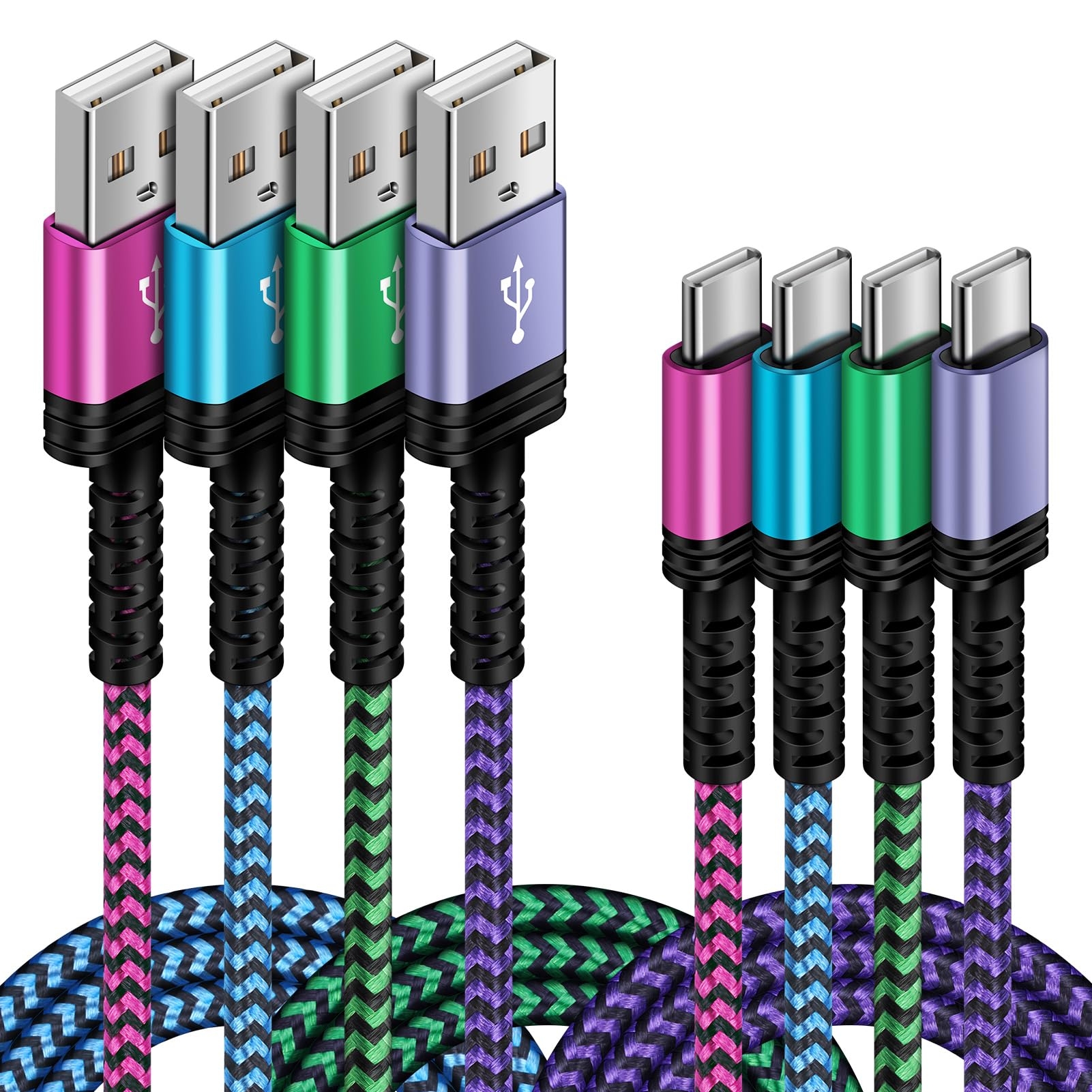 C Charger Cable Fast Charging Phone Android Power Cord 4 Compatible for Samsung Galaxy S24+ S23 Ultra S22 Plus Note 21/20 Ultra, S21+/S20 Plus/S21 S20 FE/S10 Plus/S9 A11/A21/A51/A71 Google 5 4A XL 7