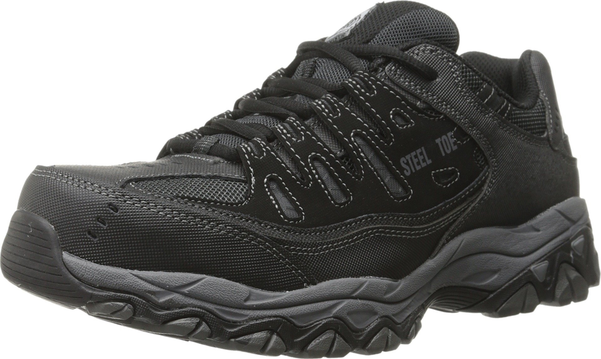 Skechers Men's Cankton Steel Toe Construction Shoe – Electrical Hazard Rated, Memory Foam, Black/Charcoal, 10 Wide