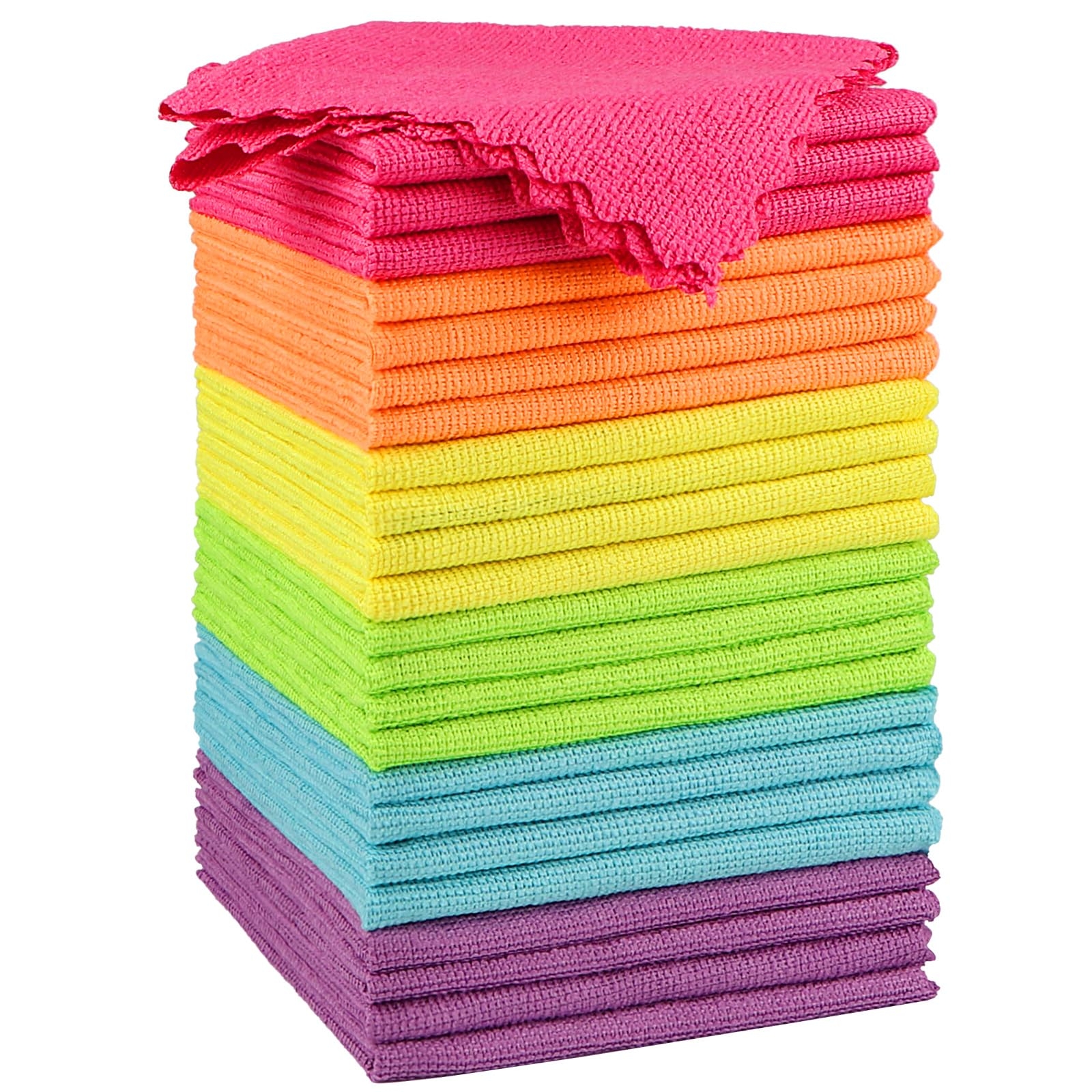 Orighty Microfiber Cleaning Cloth 12x12 inch, 24 Pack, Highly Absorbent Cleaning Supplies, Lint Free Cloths for Multiple-use, Powerful Clean Rags for House, Kitchen, Car Care (Multi-Color)
