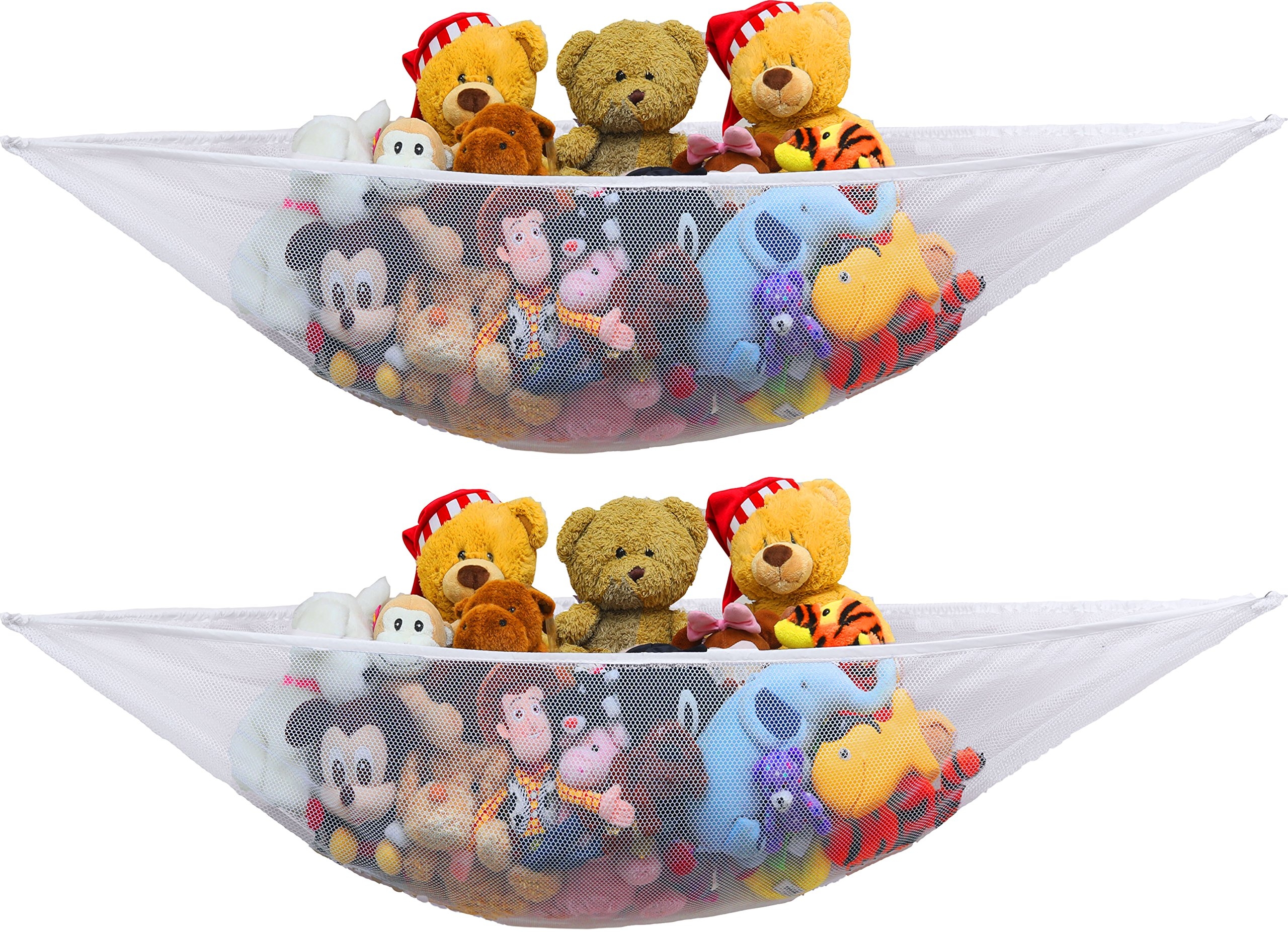 Simple Houseware 2 PK - Stuffed Animals Jumbo Toy Storage Hammock, White