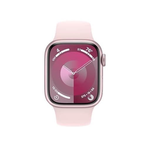 Apple Watch Series 9 [GPS + Cellular 41mm] Pink Aluminum Case with Pink Sport Band S/M (Renewed) - Image 2