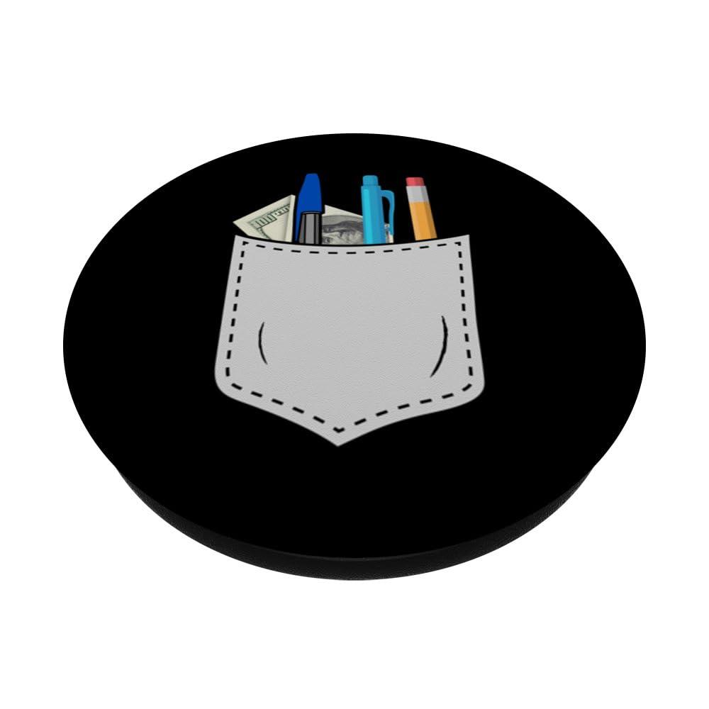 Fun Men's T-Shirt With Pocket Protector Pen Holder Gifts PopSockets Standard PopGrip - Image 2