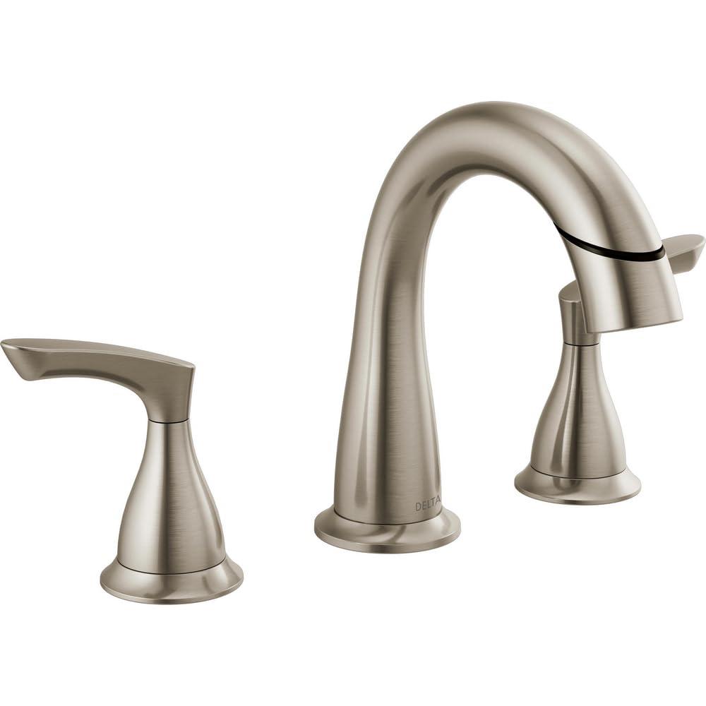 Delta Faucet Broadmoor Pull Down Bathroom Faucet Brushed Nickel, Bathroom Faucet, Widespread Bathroom Faucet 3 Hole with Magnetic Docking, Bathroom Sink Faucet, SpotShield Stainless 35765LF-SPPD