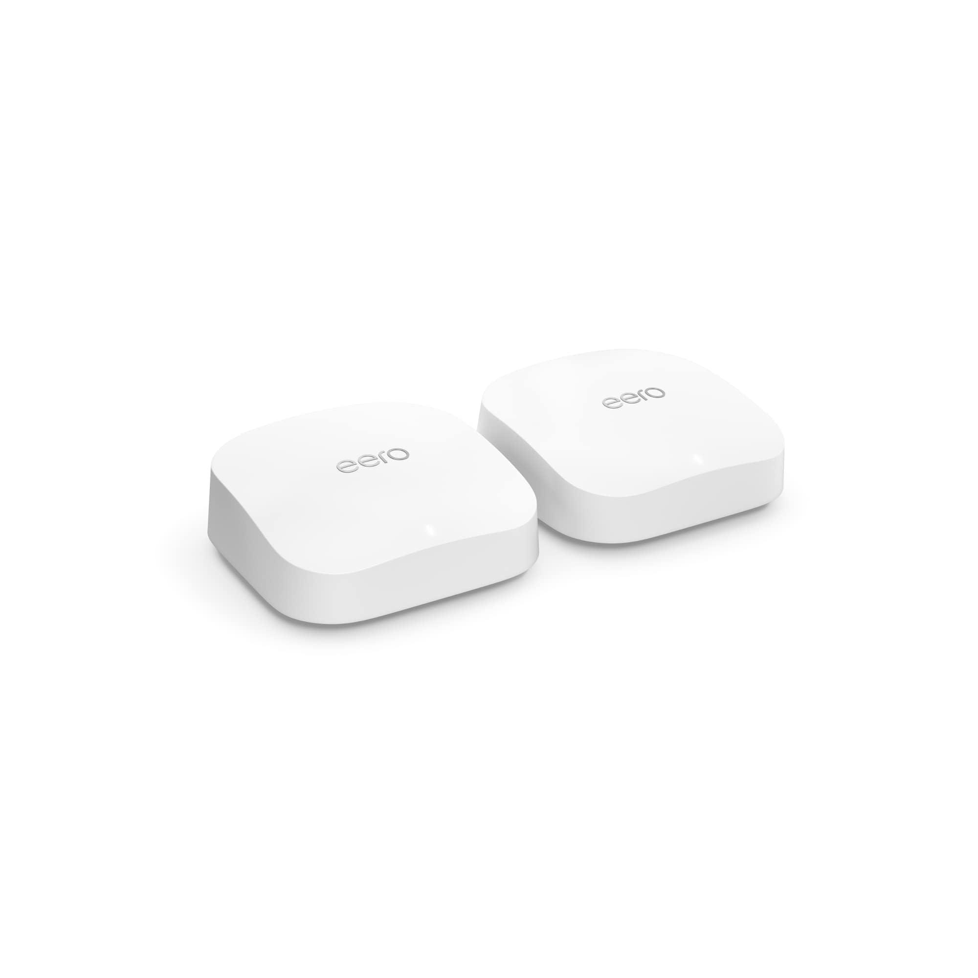Amazon eero Pro 6E mesh wifi system with 1 month free eero for Business (auto-renews annually) - Coverage up to 4,000 sq. ft., Connect 100+ devices, 2-pack
