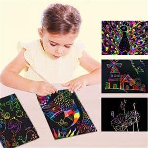 Cityrosy Scratch Art Paper Rainbow Sets 100 Pcs-Black Scratch Off Paper Present for Kids Magic Scratch Off Set Crafts Classroom Supplies Kits for Age 3-12 Kids Party Games - Image 3