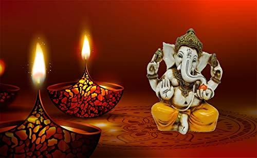 Lightahead® The Blessing. Lord RAJA Ganesh GANPATI Statue of Elephant Hindu GOD in Color & Gold Made from Marble Powder in India - Image 2