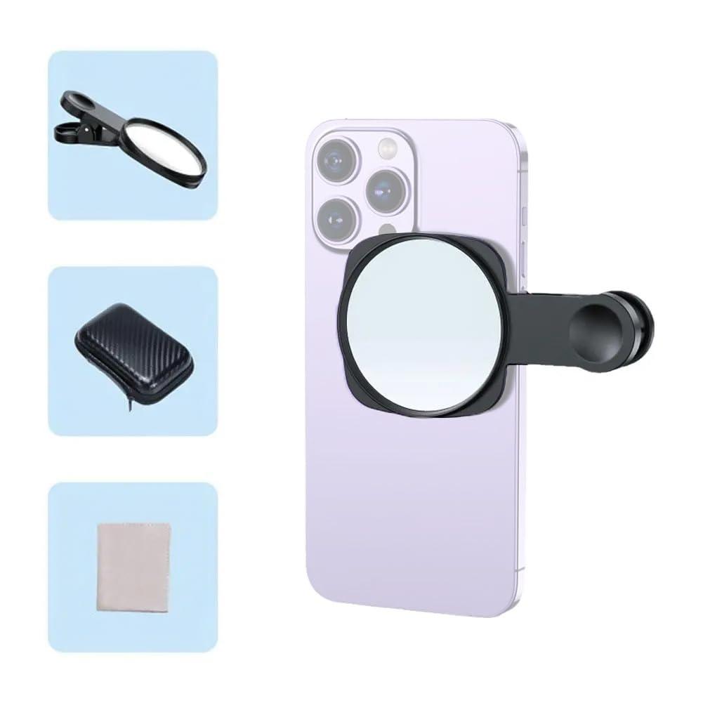 Kalofaye Selfie Mirror Compact Phone Mirror Universal Phone Clip for iPhone 15/14/13/12 Android Samsung Smartphone Selfie Vlog Accessories