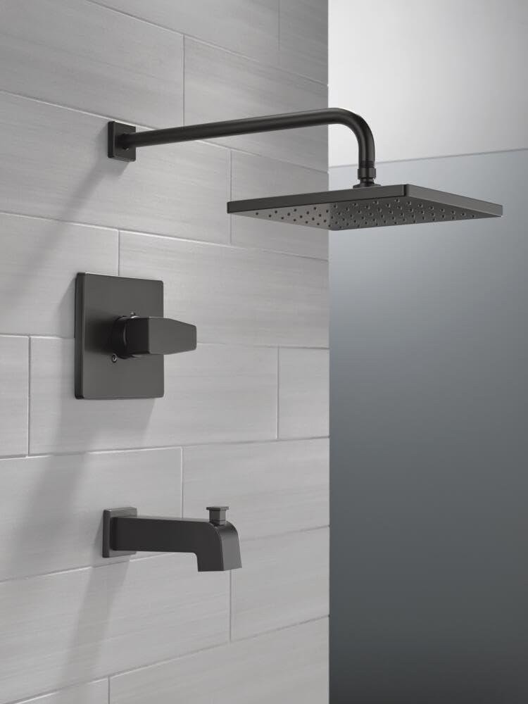 Delta Faucet Modern 14 Series Matte Black Shower Faucet, Tub and Shower Trim Kit with Single-Spray Touch-Clean Black Shower Head, Matte Black T14467-BL-PP (Valve Not Included) - Image 7