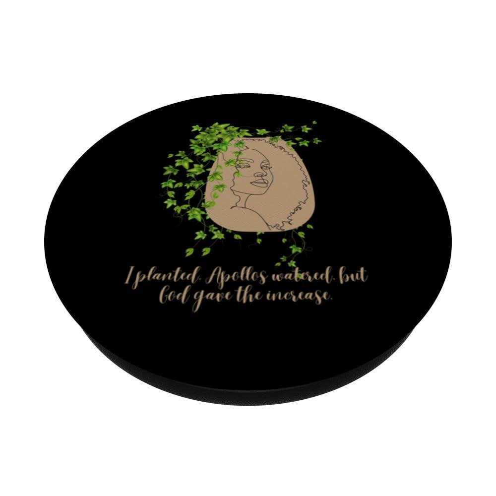Face Planters Flower Pots Head Black Woman Curly Kinky Hair PopSockets Standard PopGrip - Image 2