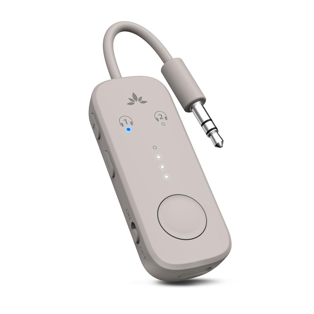 Avantree Relay - Premium Airplane Bluetooth 5.3 Adapter, Supports 2 AirPods or Headphones with aptX Adaptive, 3.5mm AUX Jack Wireless Audio Transmitter for Planes, Airline, Travel, TV