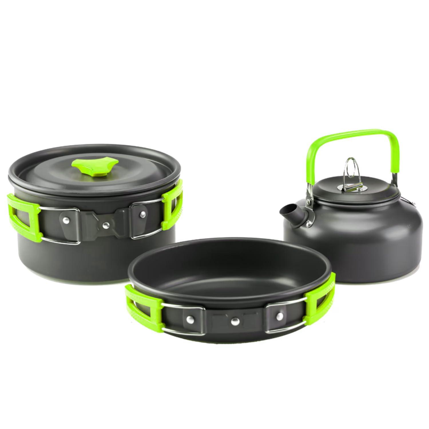 aiGear Camping Cookware Mess Kit, Non-Stick Camping Pan Pot Kettle, Lightweight Aluminum Camping Utensils, Collapsible Portable Camping Cooking Set for Outdoor Cooking Hiking Picnic
