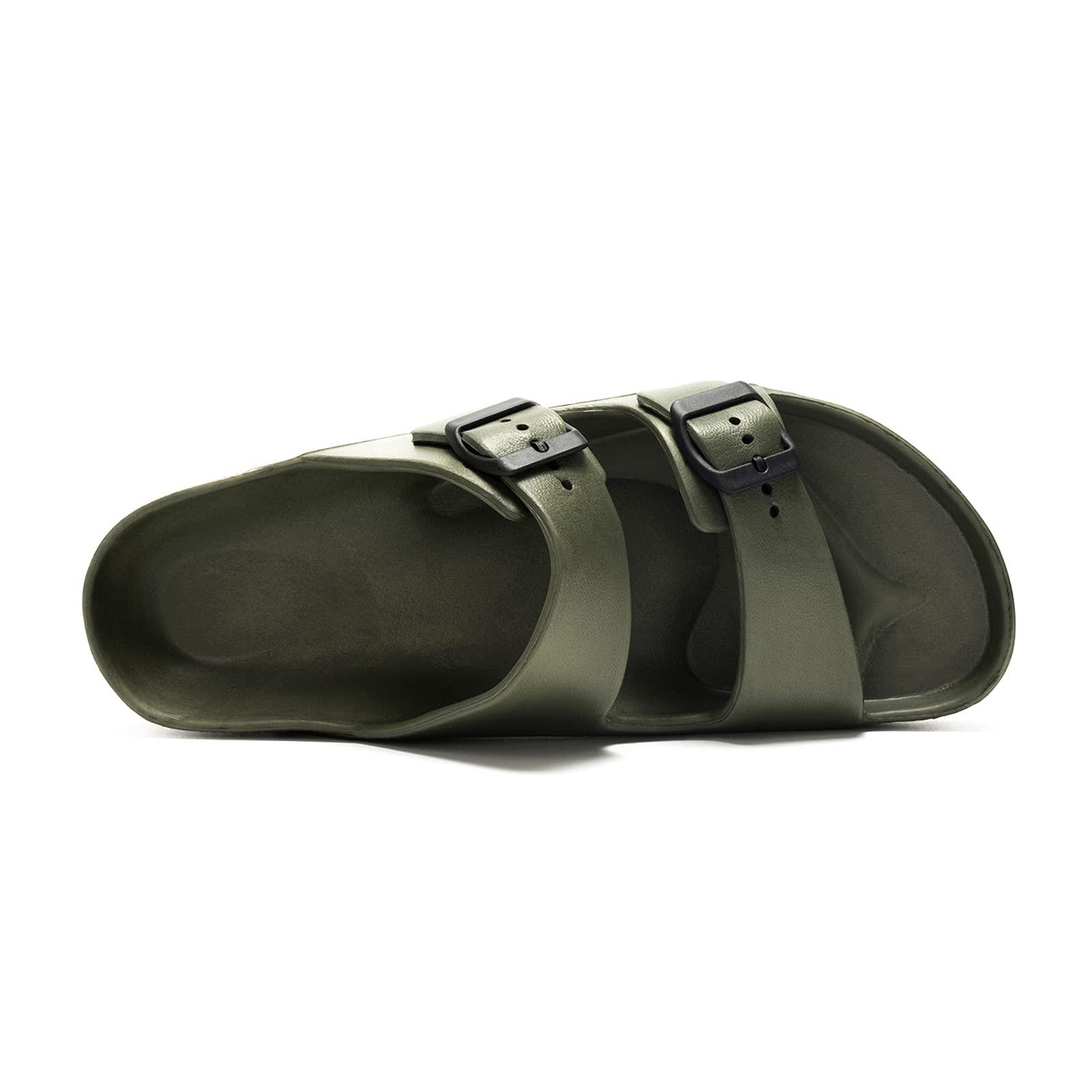 FUNKYMONKEY Men's Comfort Slides Double Buckle Adjustable EVA Flat Sandals - Image 3