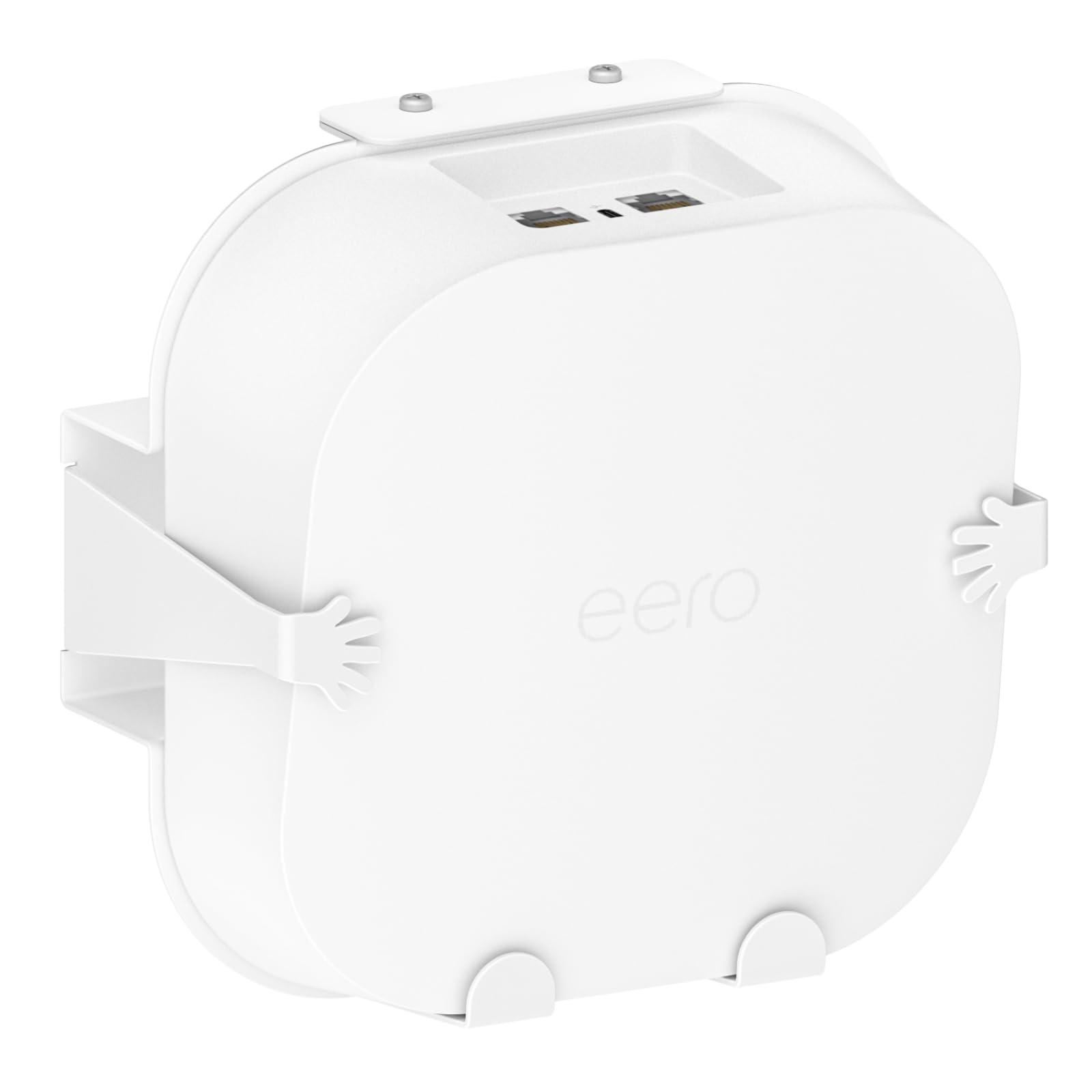 Rimous Metal Wall Mount for eero Pro 6e Mount and Pro 6 Mesh Wi-Fi Router Wall Mount Shelf - Space Saving Bracket Holder for eero Pro 6 Wall Mount, eero Pro 6e Wall Mount with Wire Organizer