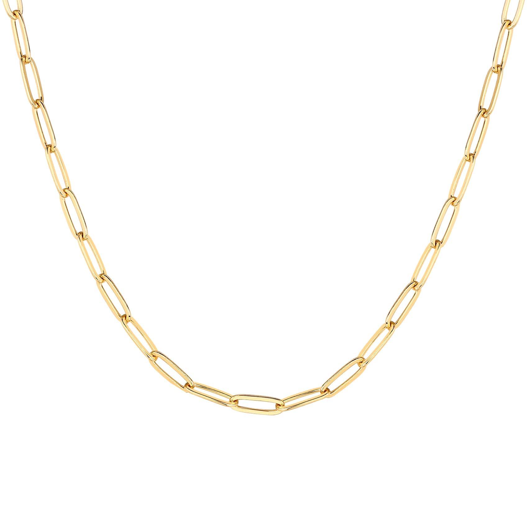 PAVOI 14K Gold Plated Curb Paperclip Box Sphere Bead Snake Herringbone and Figaro Chain Adjustable Necklace