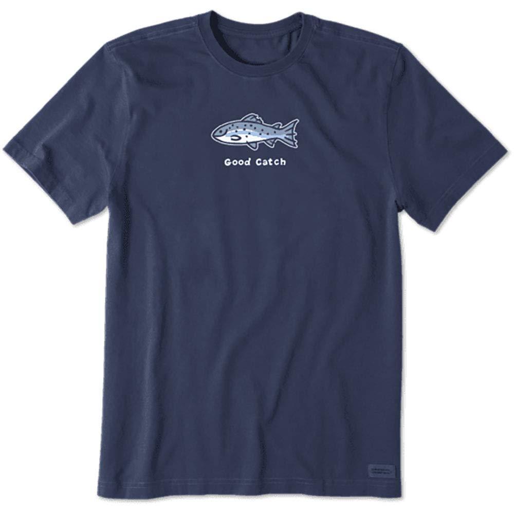 Life is Good Men's Crusher Tee, Short Sleeve Cotton Graphic T-Shirts, Good Catch Fish