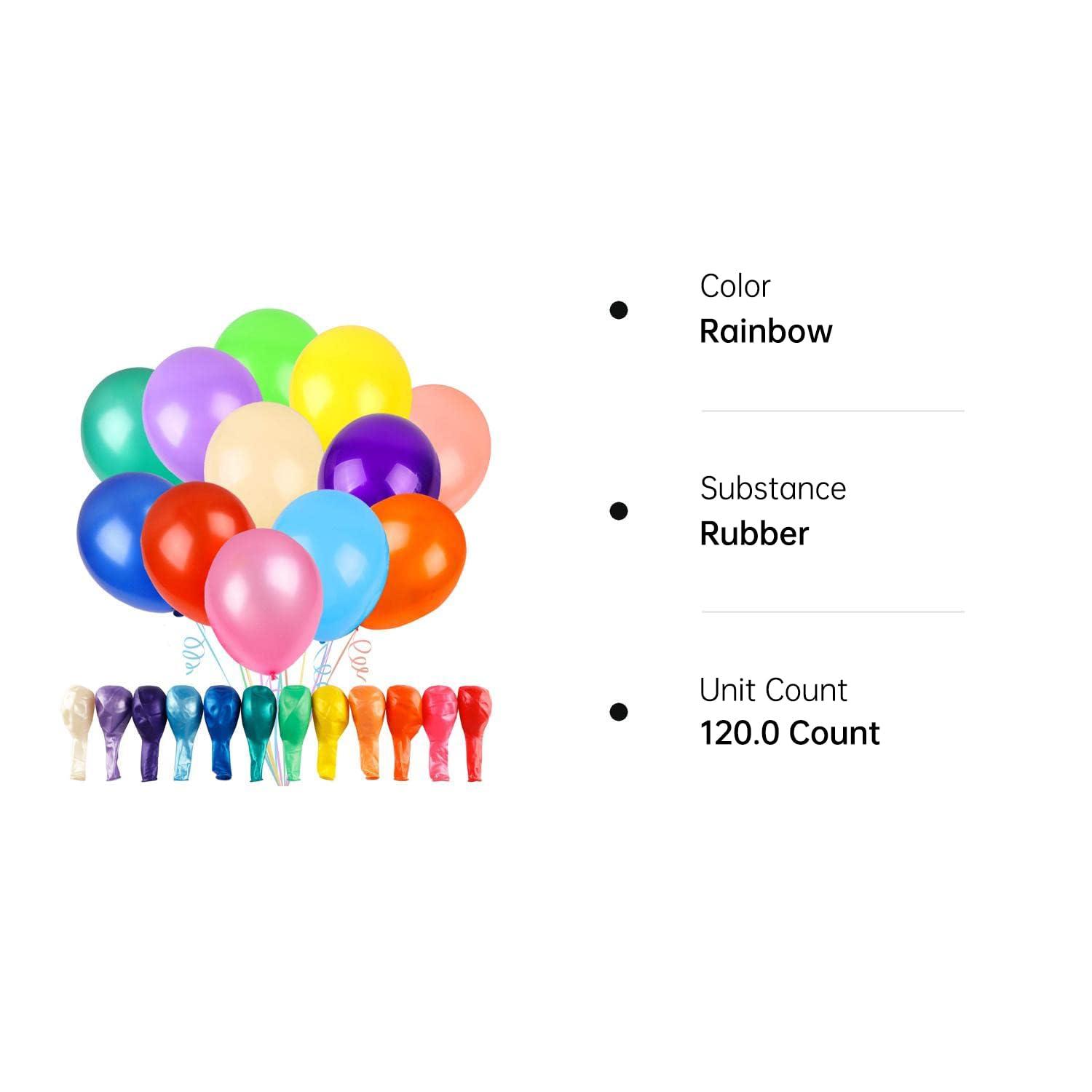 RUBFAC 120 Balloons Assorted Color 12 Inches Rainbow Latex Balloons, 12 Bright Color Party Balloons for Birthday Baby Shower Wedding Party Supplies Arch Garland - Image 7