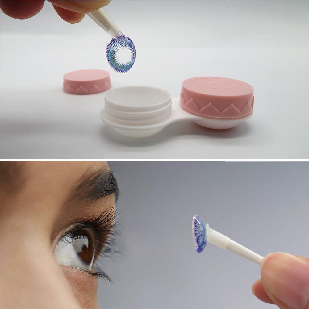 Vastsoon Contact Lens Case with Cleaner Washer, Travel Size Cute Colored Contact Lenses Applicator Removal Tool Kit with Mirror Solution Bottle for Daily Outdoor (Pink) - Image 4