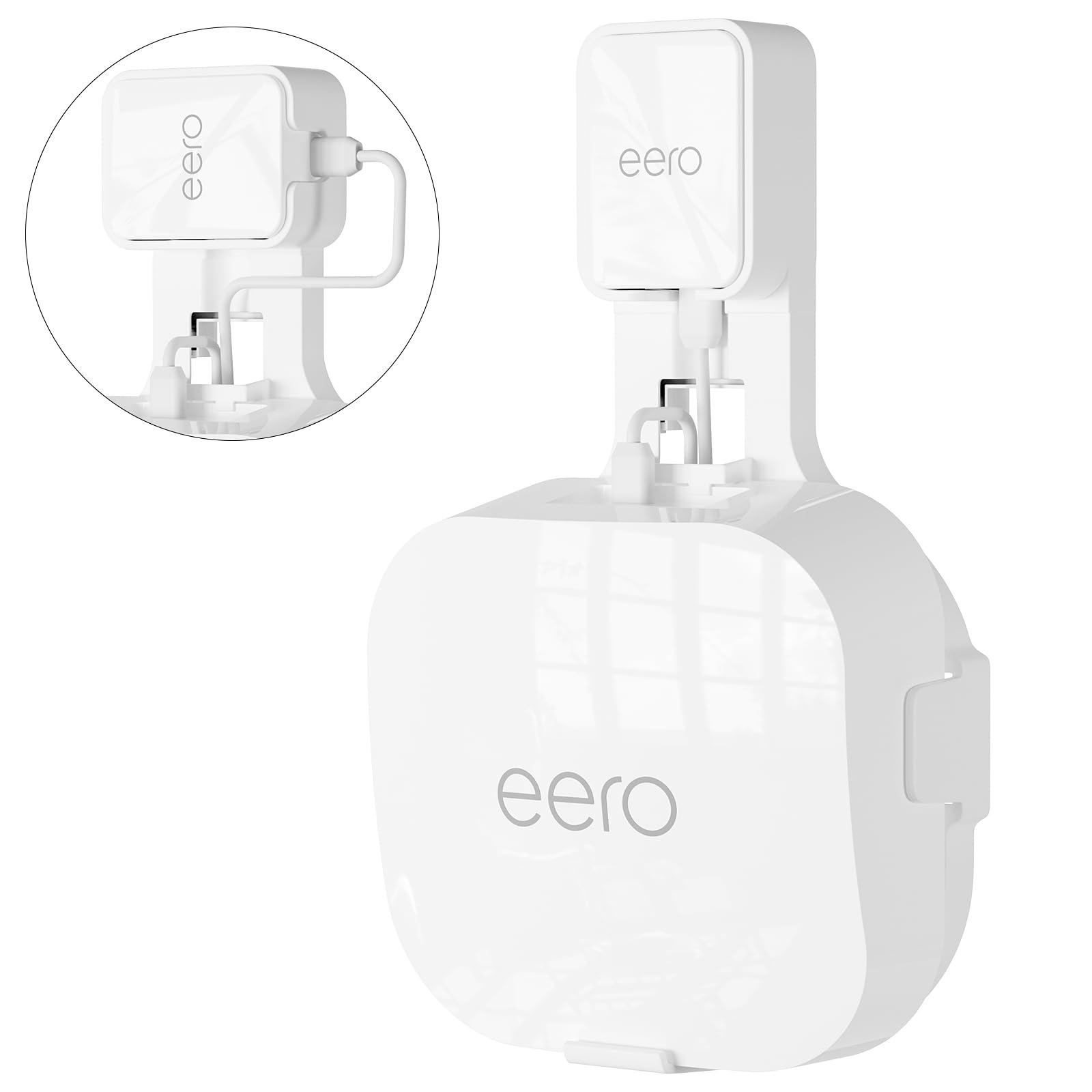 Relassy Wall Mount Holder for eero 6e/6, Outlet Stand Bracket Compatible with eero 6 Mesh Wi-Fi System Extender Router (1 Pack), No Messy Wires, Space Saving