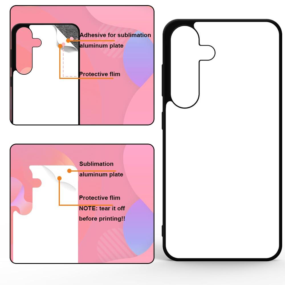 FOQENCCI 5 Piece Phone Case Compatible for Samsung Galaxy S25 Plus Sublimation Blank Case with Soft TPU + Hard PC Printable Blank Aluminum DIY Custom Phone Cover - Image 4
