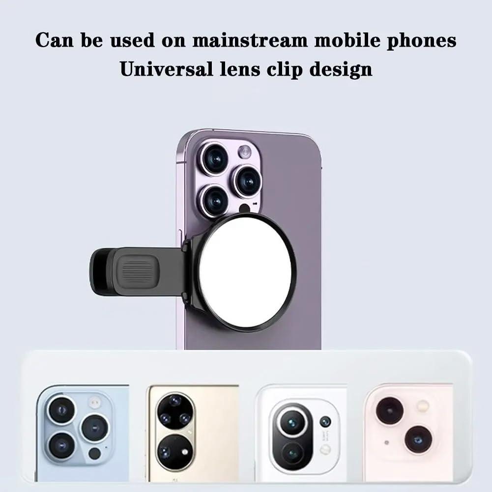 Kalofaye Selfie Mirror Compact Phone Mirror Universal Phone Clip for iPhone 15/14/13/12 Android Samsung Smartphone Selfie Vlog Accessories - Image 4