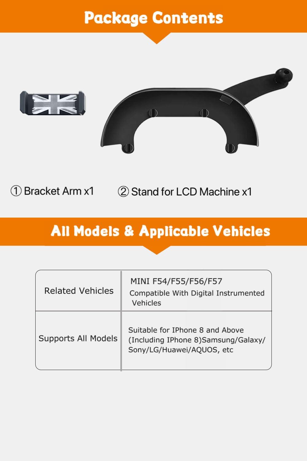 Persevere Car Phone Holder for Mini Cooper F54 F55 F56 F57, 360° Rotatable Digital LCD Dashboard Clip-on Phone Mount for All 4-6.9 Inches Smartphones (Manual Right Side) - Image 6