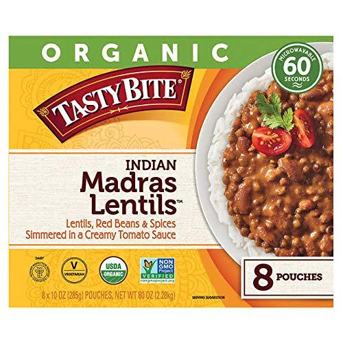 Tasty Bite Organic Vegetarian All Natural Indian Madras Lentils: Lentils, Red Beans, & Spices Simmered in a Creamy Tomato Sauce - 8 ct. (10 oz.)