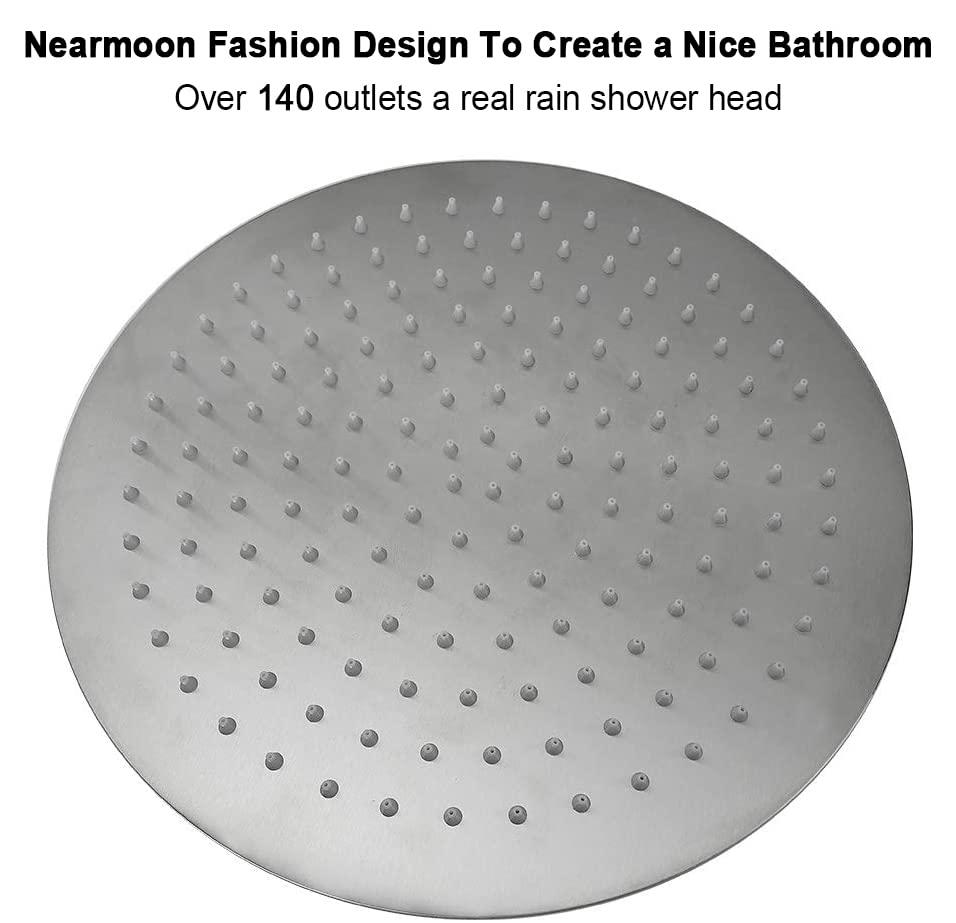 NearMoon Rain Shower Head, Ultra-Thin Design-Pressure Boosting, Awesome Some Experience, High Flow Stainless Steel Rainfall Head (12 Inch, Brushed Nickel) - Image 2