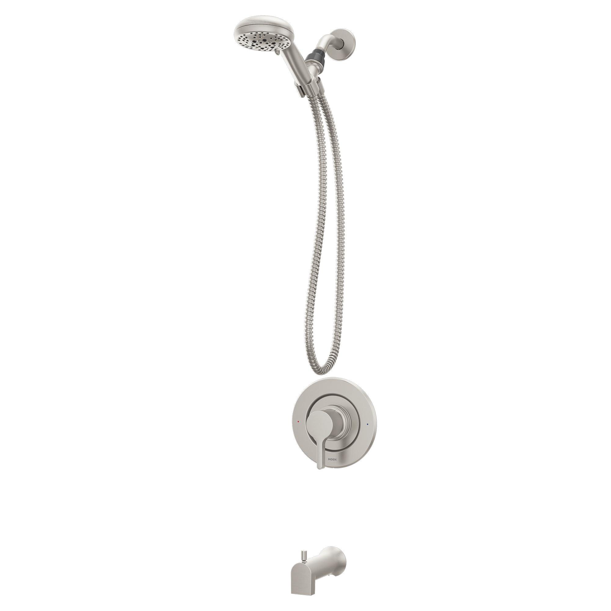 Moen Beric Spot Resist Nickel Single Handle Modern Tub and Shower Faucet with Handshower, Valve Included, 82775SRN