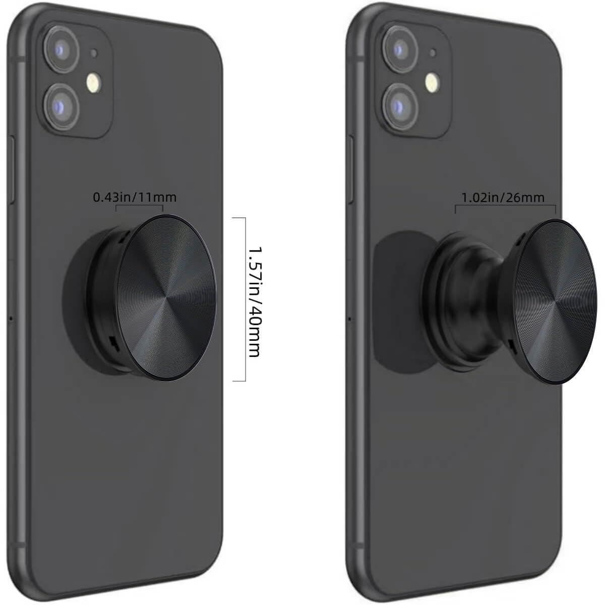 3 Pack Aluminum Alloy CD Pattern Expandible Collapsible Mobile Phone Grip Stand Holder for Smartphone Tablet Cell Phone Accessory - Black - Image 5