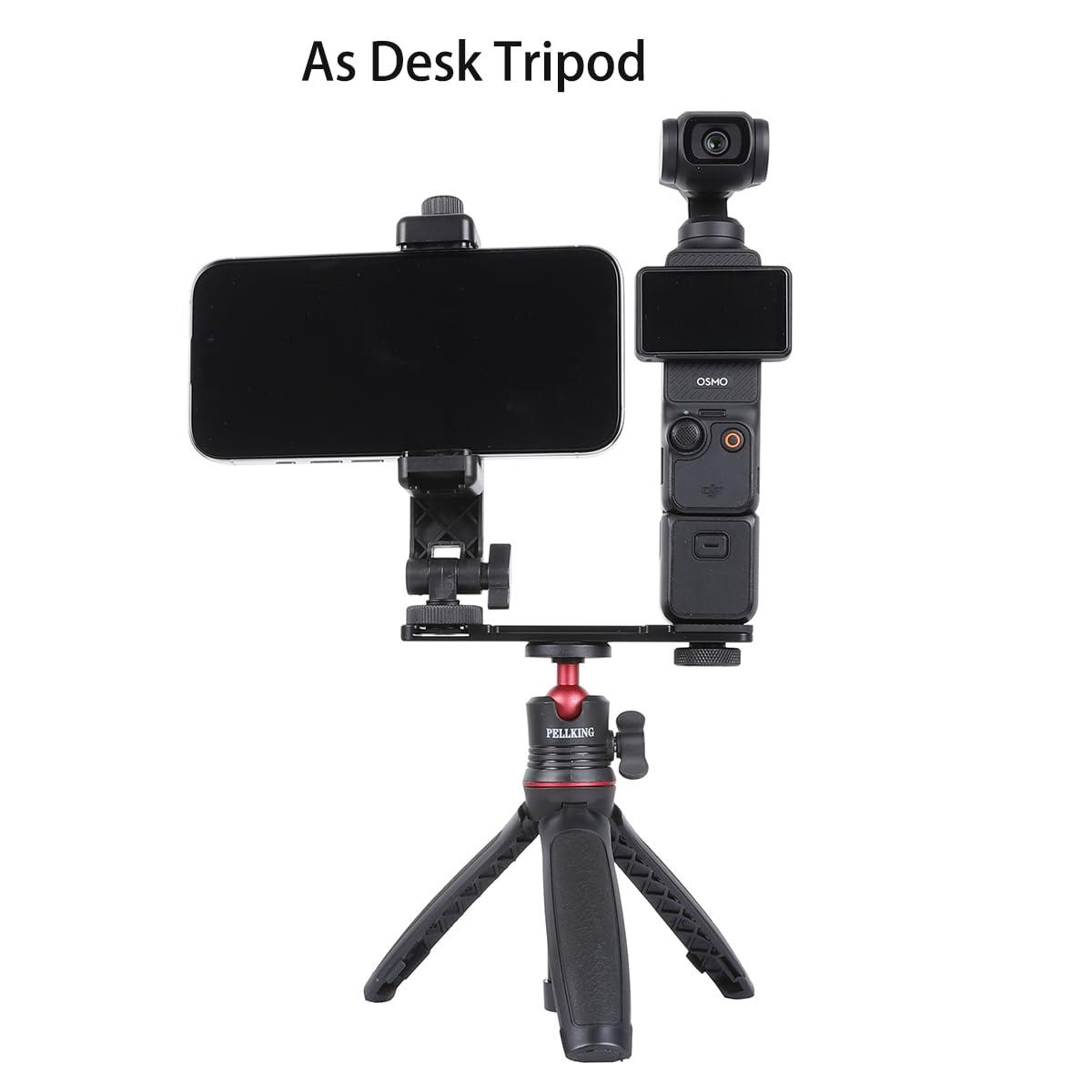 PellKing Osmo Pocket 3 Phone Holder Set Expansion Accessories + Universal Mini Extension Pole Tripod Compatible with DJI OSMO Pocket 3 and Smartphone - Image 5