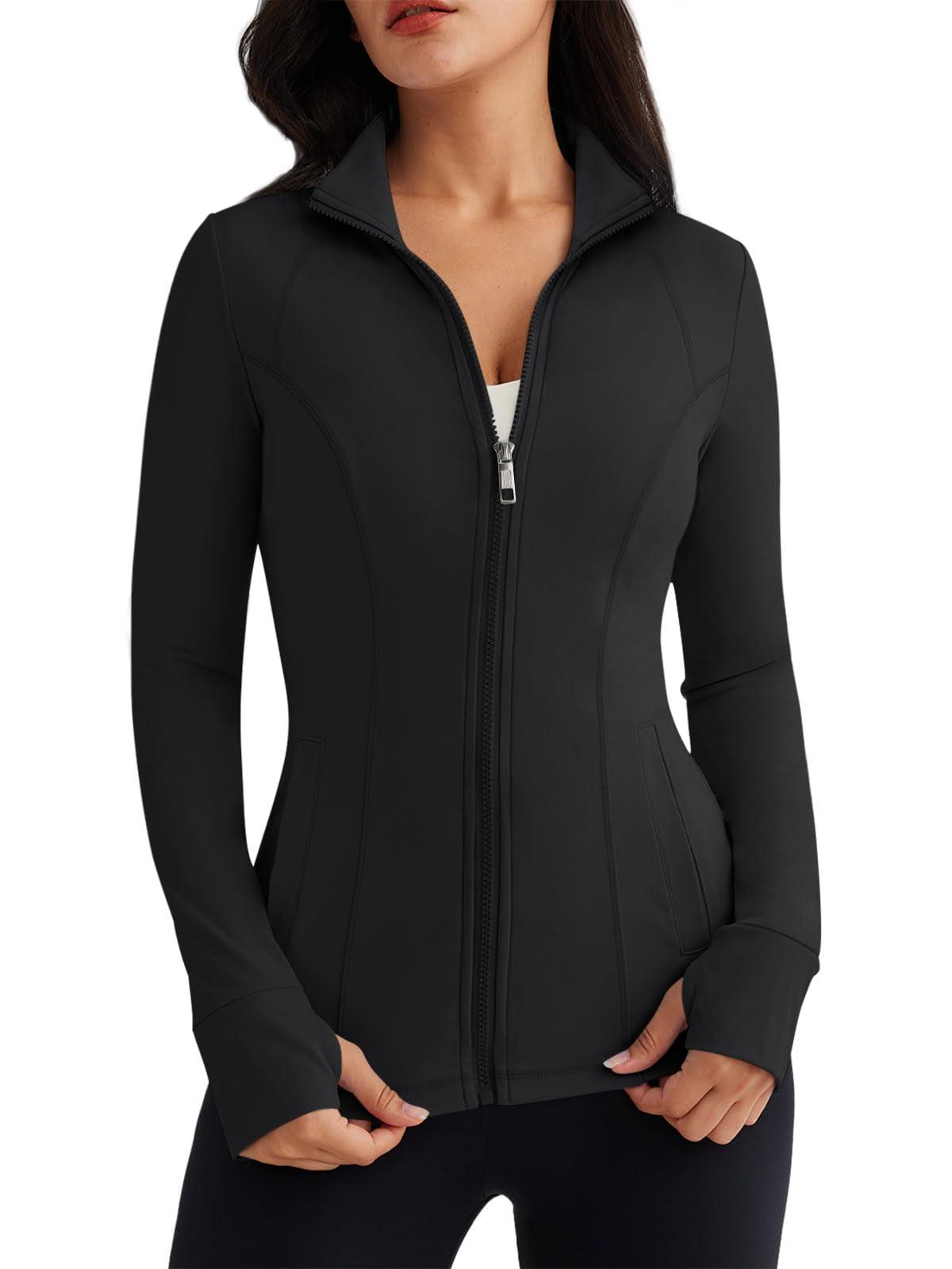 Trendy Queen Womens Lightweight Zip Up Jackets Mock Turtleneck Fall Hoodies Fitted 2025 Athletic Workout Clothes with Pockets