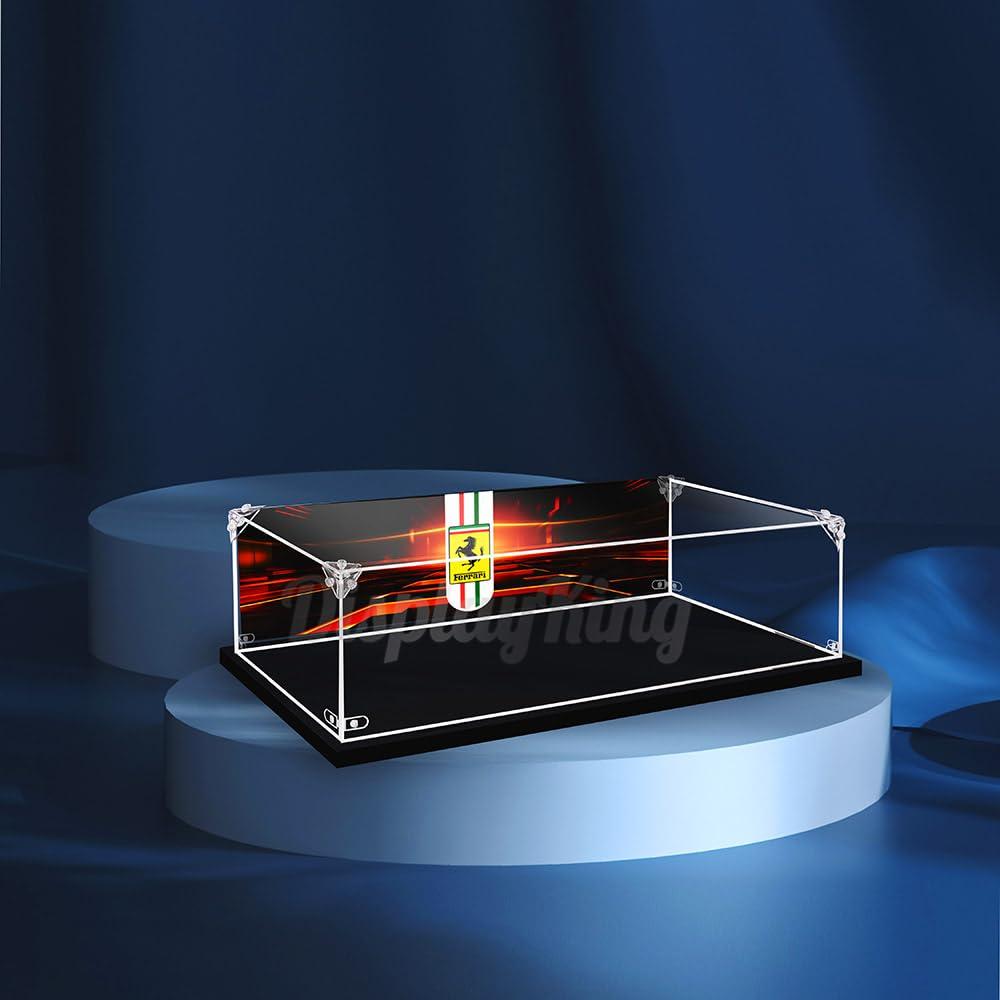 Acrylic Display case for Lego Ferrari 488 GTE AF Corse #51" 42125 3mm Thickness dust-Free and Crystal Clear Display case with Screw (Lego Set is not Included) (with Background)