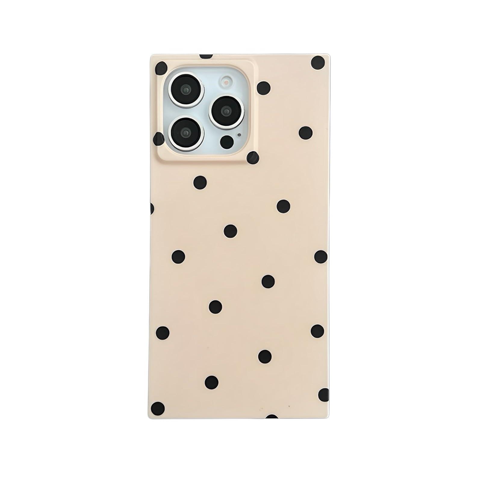 Polka Dots Matte Rectangle Phone Case Compatible with iPhone 16 Pro Max Cute Retro Vintage Boho Stylish Design Slim Protective Girly Cover(i16promax 6.9",Nude Almond)