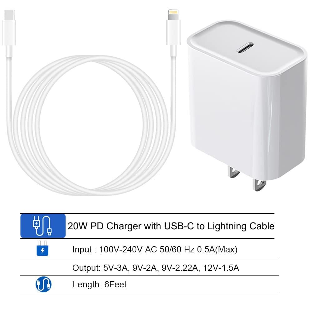 DABUSTAR for iPhone Fast Charger, 20W USB C PD Wall Charger Block Plug with[MFi Certified]6ft Type C to Lightning Cable Quick Charging Data Sync Cord for iPhone14 13 12 11 Pro Max Mini Xs Xr iPad Air - Image 2