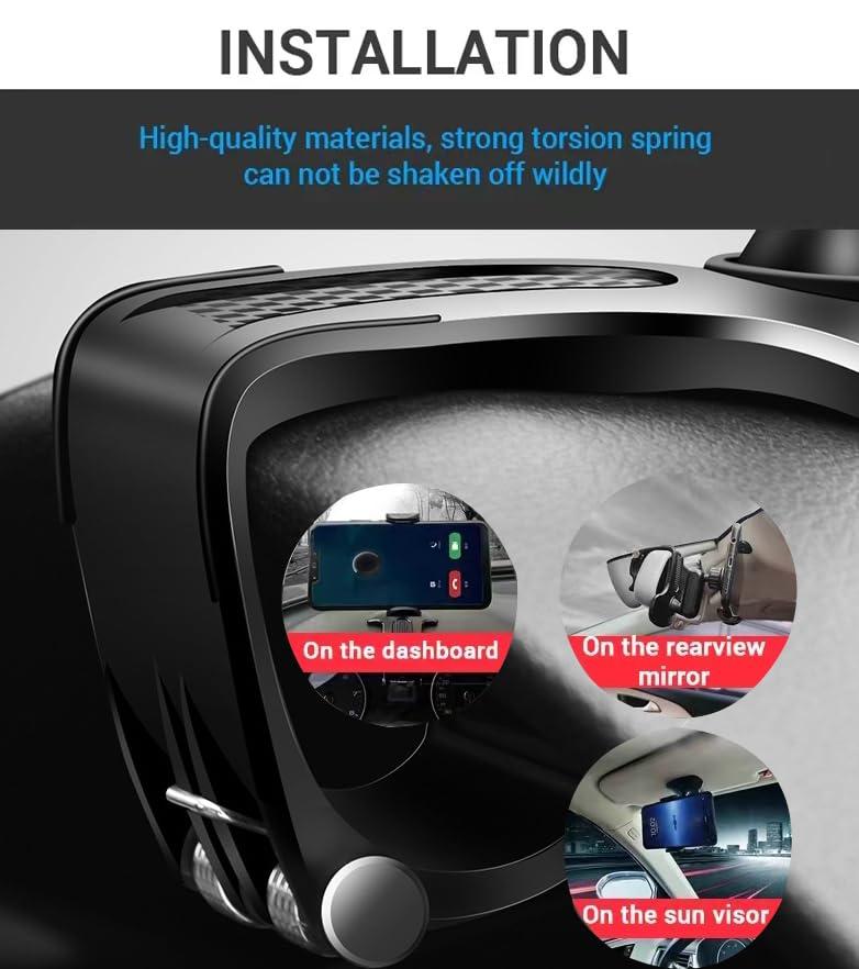 ushemi 【The Safest】 Car Dashboard Phone Clip Holder, 360 Degree Rotation Dash Multifunctional Car Dashboard Mobile Phone Holder Mount Stand Compatible with 4-7 Inch Smartphones - Image 7